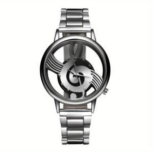 Men's Fashion Stainless Steel Musical Notation Quartz Watch