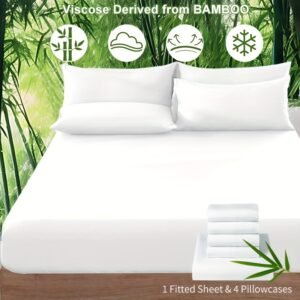 5pcs Cool Bamboo Fiber Fitted Sheet Set