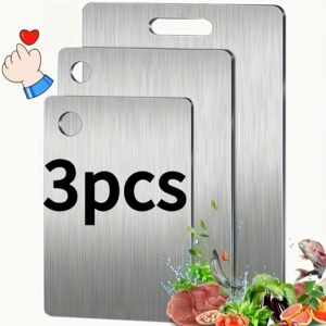 Set of 3 High-Quality Stainless Steel Cutting Boards