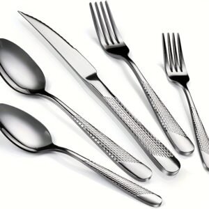 Hammered Silverware Set 40pcs
